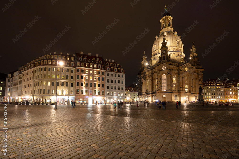 Germany, Saxony, Dresden, Neumarkt and Frauenkirche illuminated at night Germany, Saxony, Dresden, Neumarkt and Frauenkirche illuminated at night