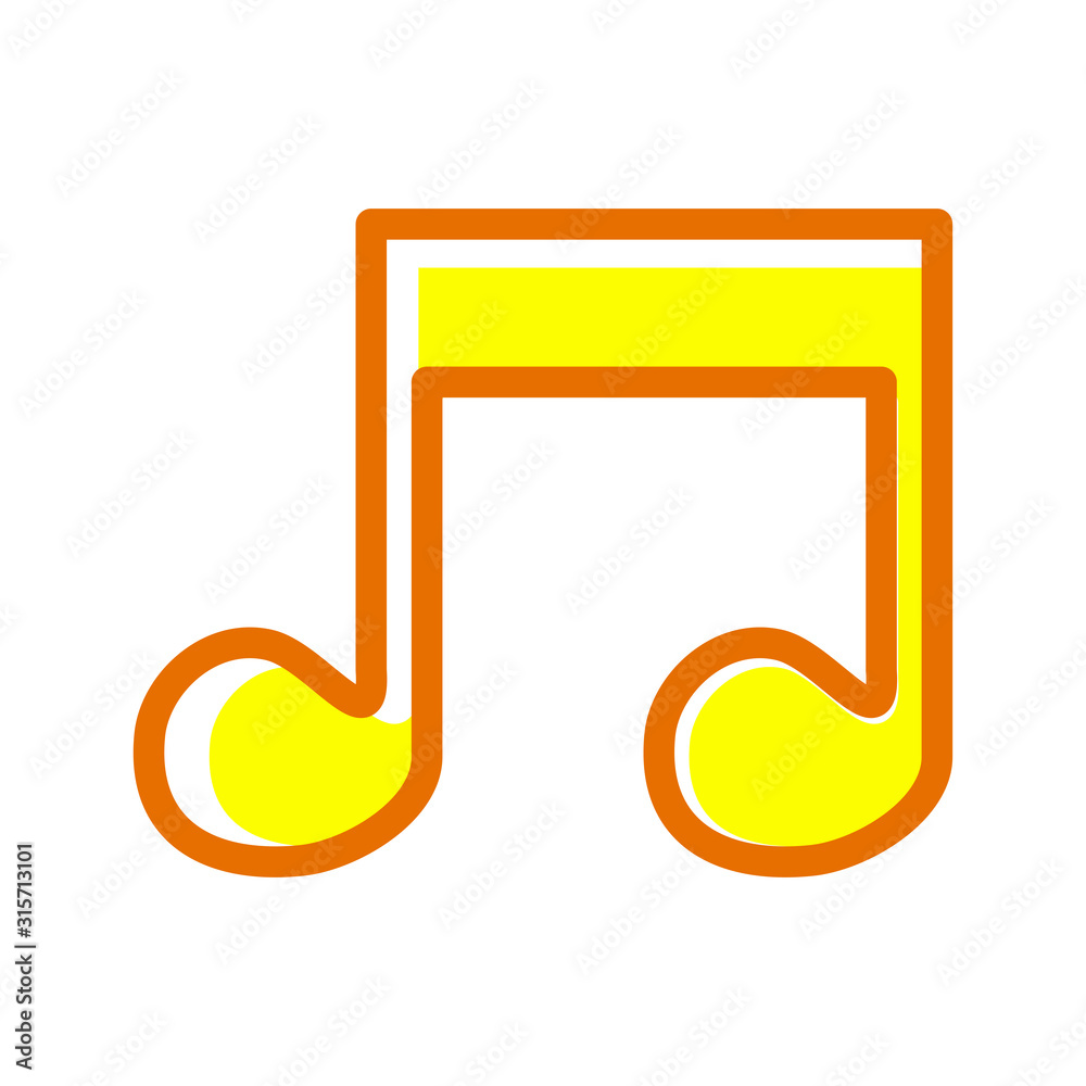 Music notes, song, melody or tune flat vector icon for musical apps and websites Music notes, song, melody or tune flat vector icon for musical apps and websites