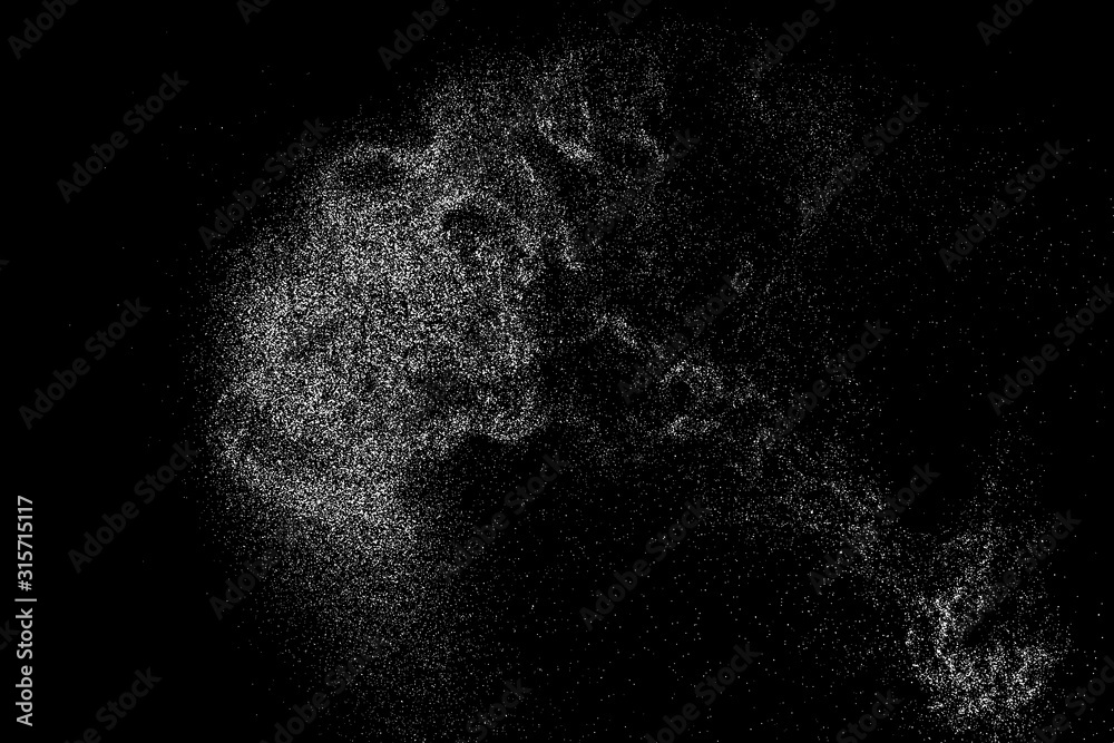 White Grainy Texture Isolated On Black Background. Dust Overlay. Light Coloured Noise Granules. Snow Vector Elements. Digitally Generated Image. Illustration, Eps 10. White Grainy Texture Isolated On Black Background. Dust Overlay. Light Coloured Noise Granules. Snow Vector Elements. Digitally Generated Image. Illustration, Eps 10.