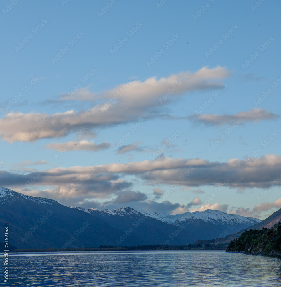 Lake Wanaka South Island. New Zealand. Sunset. Late afternoon