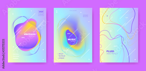 Electro Music Poster. Wave Gradient Shapes. Disco 