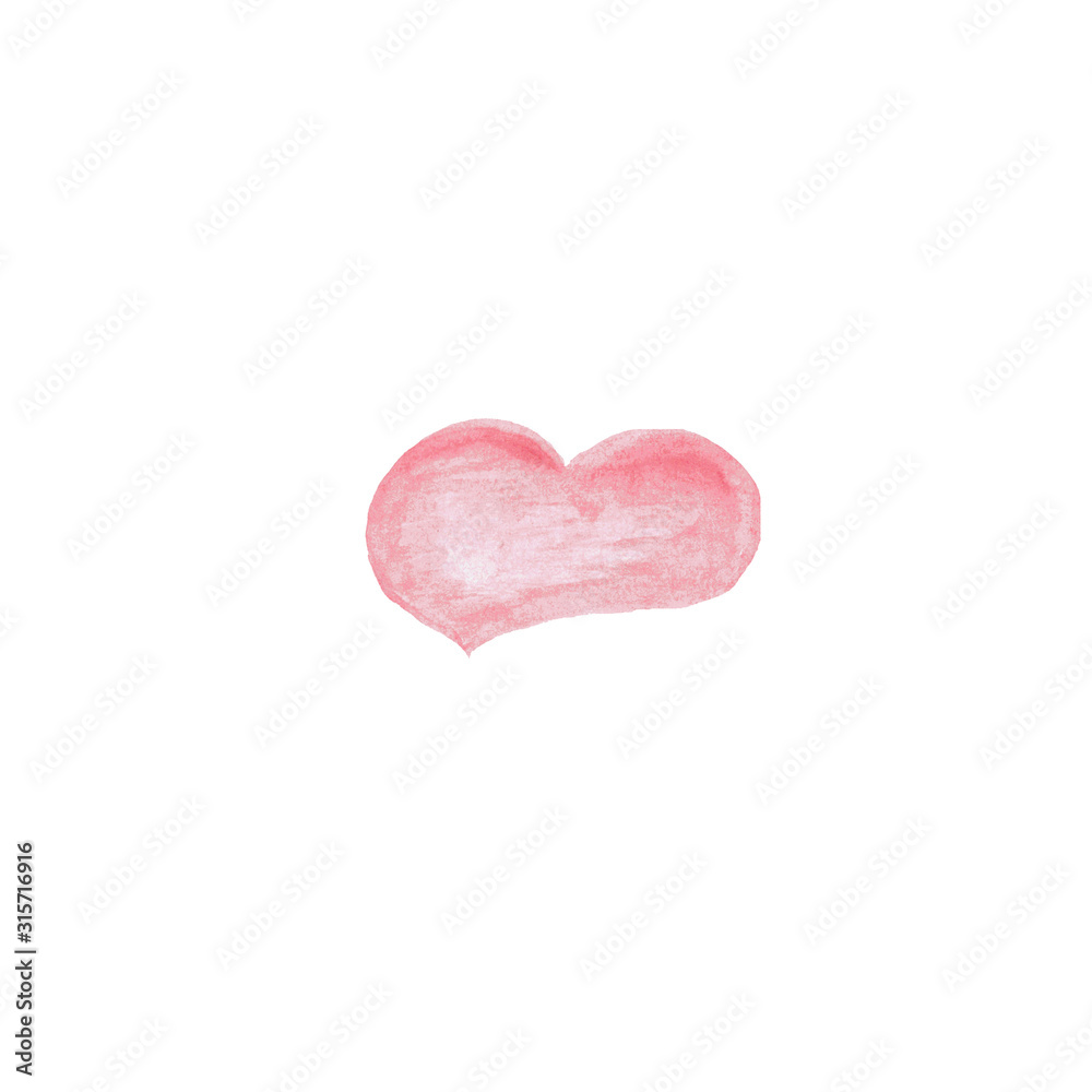 Fototapeta premium Watercolor hand drawn red heart shaped bubble speech isolated on white background. Illustration as a symbol of love, valentine's day, chat communication, relations, print, template.