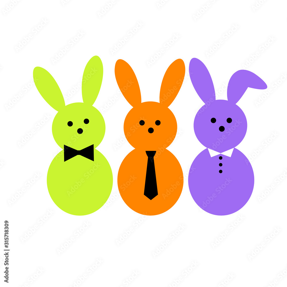 Obraz premium multi-colored easter rabbits in ties