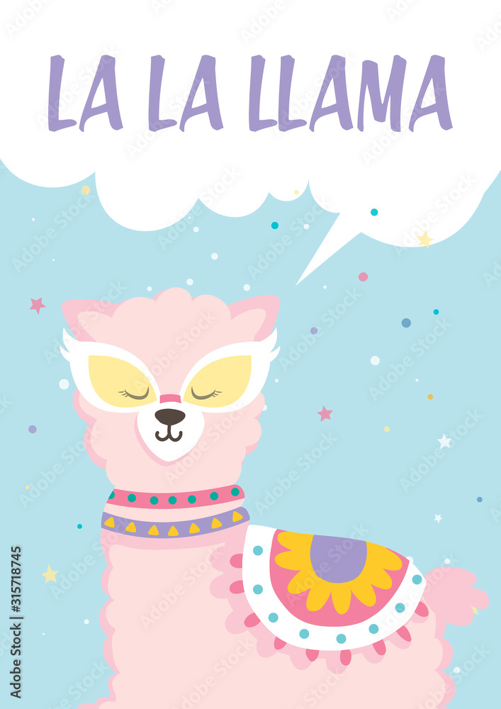Cute flat illustration with a Llama Alpaca Cute flat illustration with a Llama Alpaca