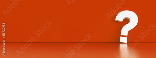 question mark in front of a red color wall background. Business support concept - 3D Rendering.