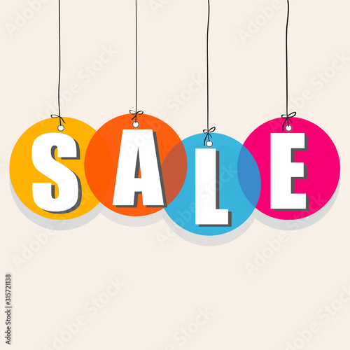 Transparent hanging circles. Sale template