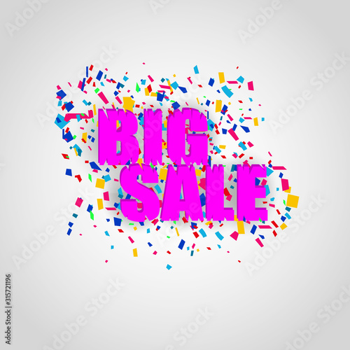 Big Sale Banner with confetti on background