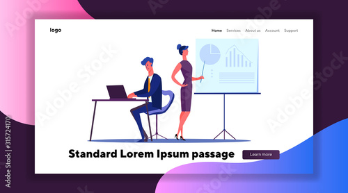 Business people developing project. Office managers planning company strategy flat vector illustration. Office staff, teamwork, planning concept for banner, website design or landing web page