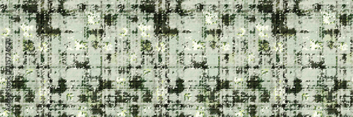 Spliced green vector woven border texture. Variegated mottled ribbon trim. Seamless camo heather pattern. Modern distorted masculine textile trim. Military green fashion disrupted glitch edge.