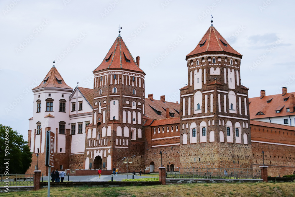 Minsk region, Belarus, May 5, 2019: Mir Castle Complex in Belarus, UNESCO.