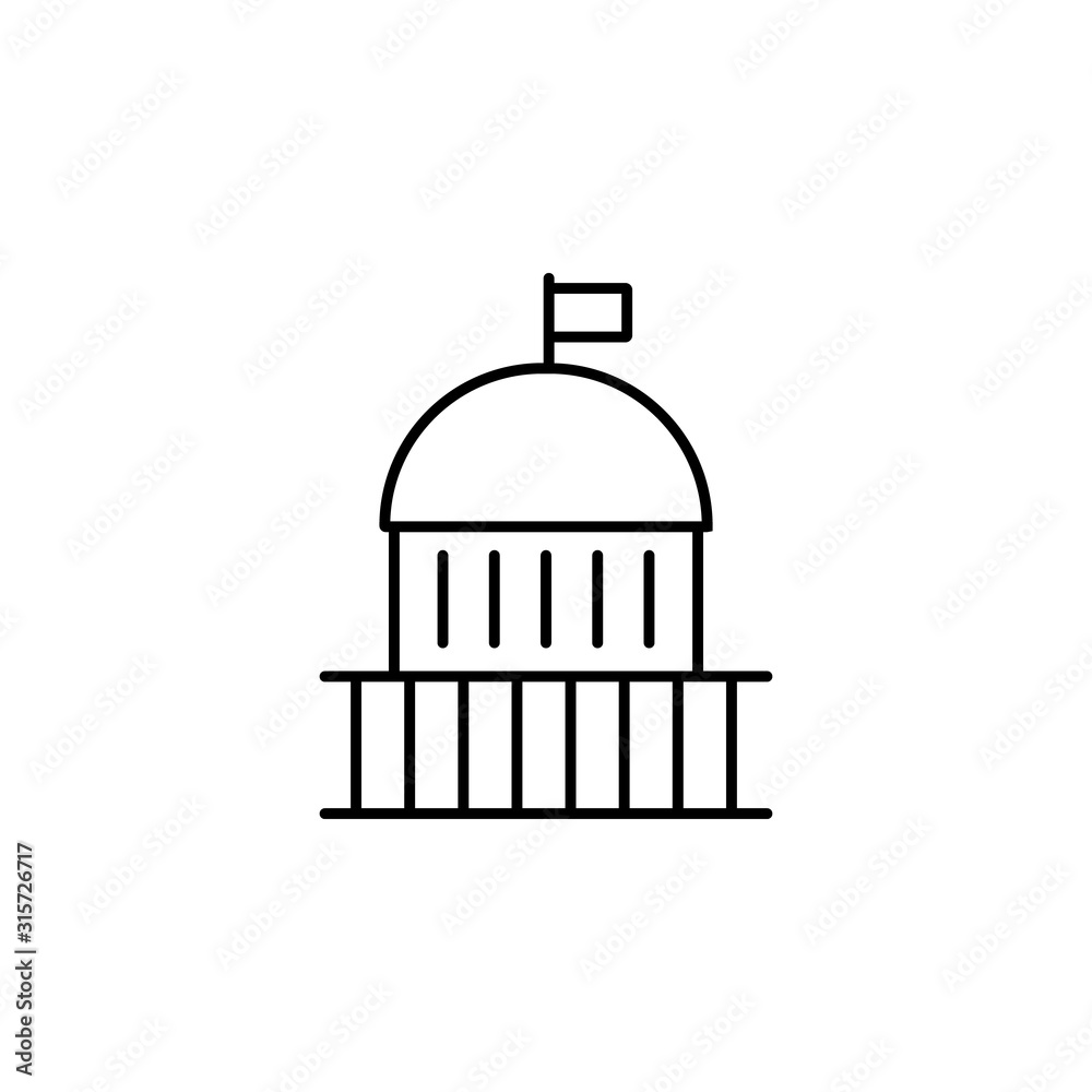 white house, policy, protest line icon. Elements of protests illustration icons. Signs, symbols can be used for web, logo, mobile app, UI, UX
