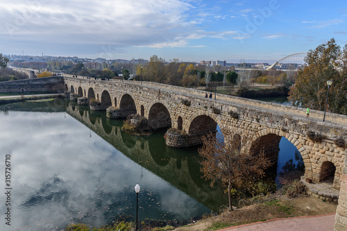 old access bridge to the city of merida in spain