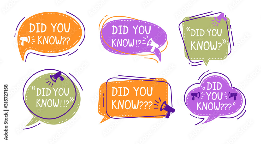 Did you know speech bubble colorful labels set
