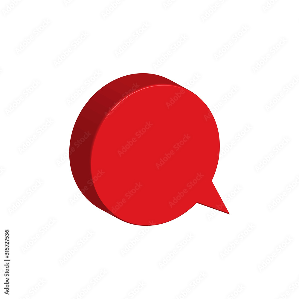 3d red speech bubble icon.Social media comment notification icon. 3d red speech bubble icon.Social media comment notification icon.