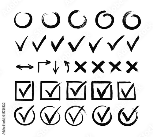 Check marks black and white simple illustrations se