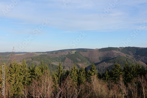 Blick vom Oberbecken des Pumpspeicherkraftwerkes in Finnentrop über das Sauerland photo