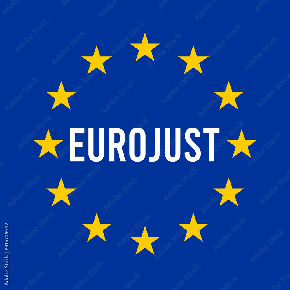 Eurojust sign illustration with the European flag