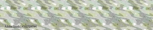 Spliced vector camouflage marl border texture. Variegated mottled ribbon trim. Seamless camo heather pattern. Modern distorted masculine textile trim. Military green fashion disrupted glitch edge.