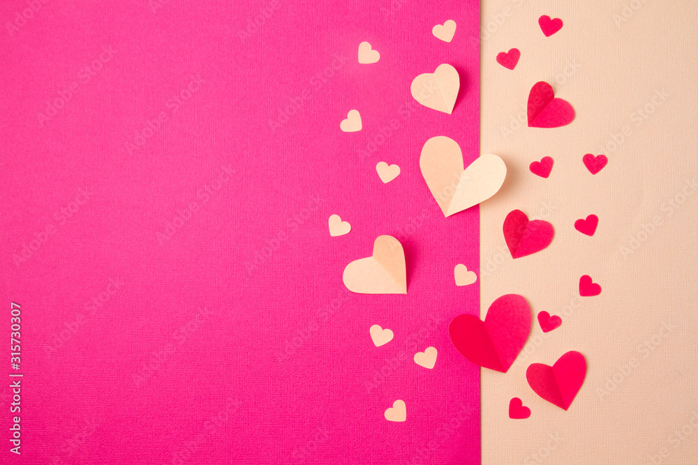 Paper hearts background. Love, Sainte Valentine, mother's day, birthday greeting cards, invitation, celebration concept