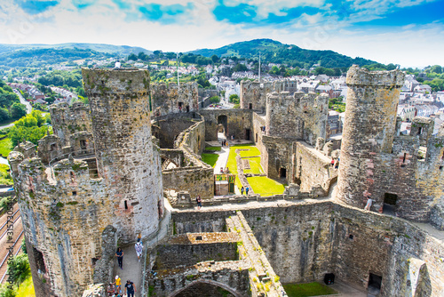daytime view of conwy castle, wales photo