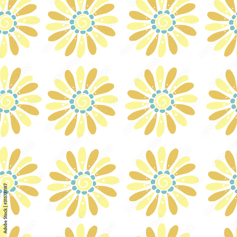 Vector seamless background of flowers in doodle style.Seamless pattern for wallpaper, greeting card, gift box, textile printing.
