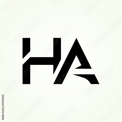 letter HA Logo Design Linked Vector Template With Black. Initial HA Vector Illustration