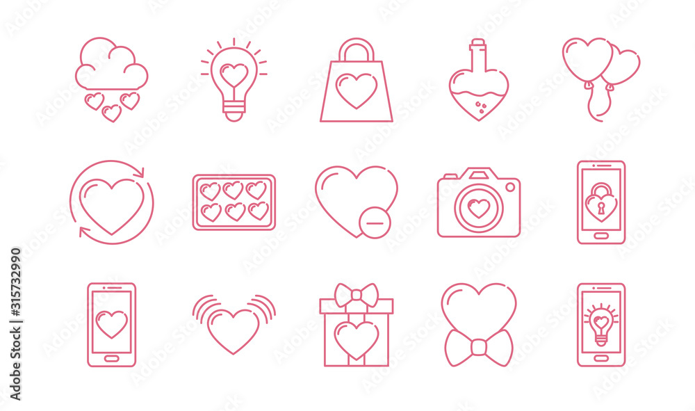 Isolated love icon set vector design Isolated love icon set vector design