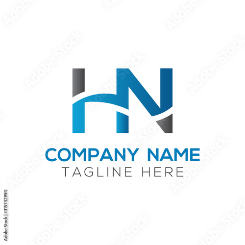 letter HN Logo Design Linked Vector Template With Blue And Black. Initial HN Vector Illustration