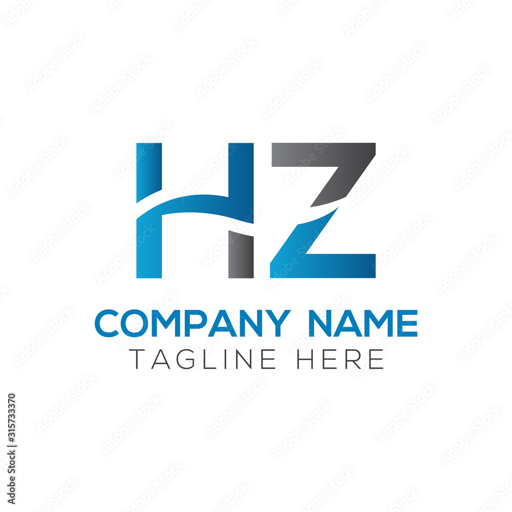 letter HZ Logo Design Linked Vector Template With Blue And Black. Initial HZ Vector Illustration letter HZ Logo Design Linked Vector Template With Blue And Black. Initial HZ Vector Illustration