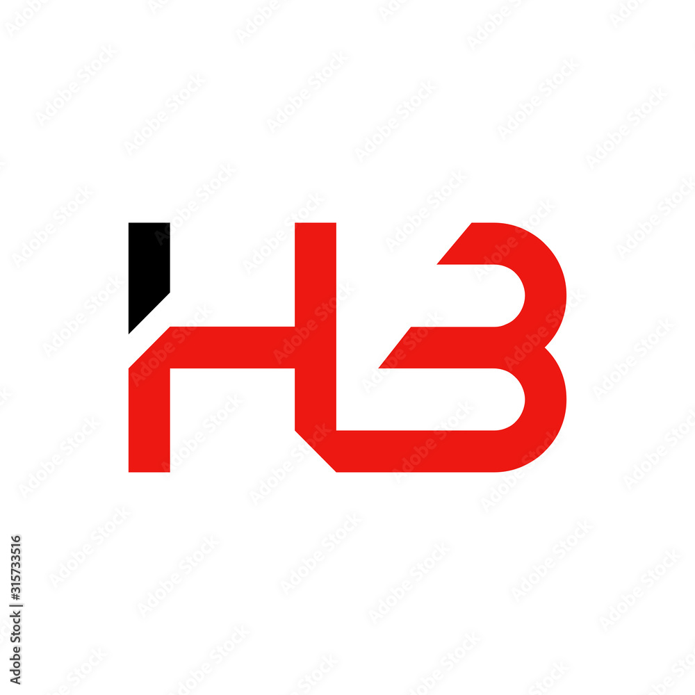 letter HB Logo Design Linked Vector Template With Red And Black. Initial HB Vector Illustration