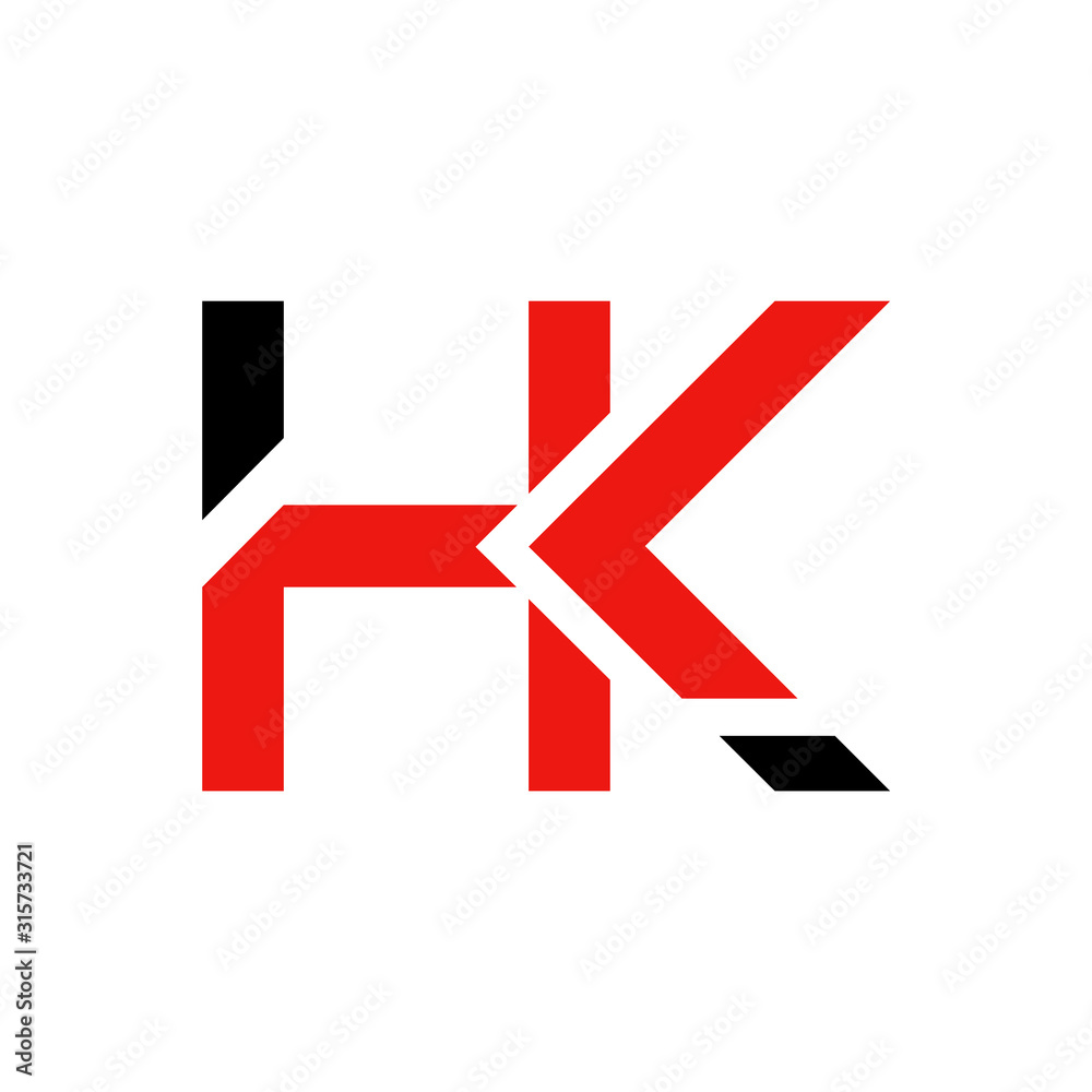 letter HK Logo Design Linked Vector Template With Red And Black. Initial HK Vector Illustration letter HK Logo Design Linked Vector Template With Red And Black. Initial HK Vector Illustration