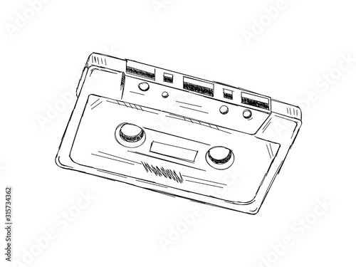 Fototapeta hand drawing audio cassette. scribble music cassette