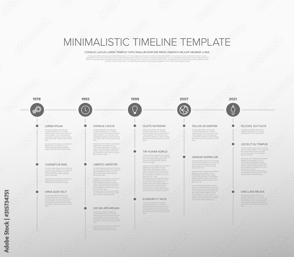 Minimalistic black and white timeline template Minimalistic black and white timeline template