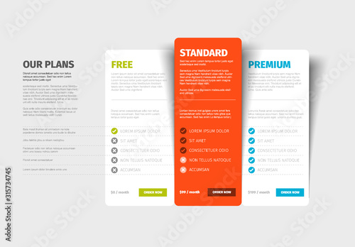 Pricing table light template