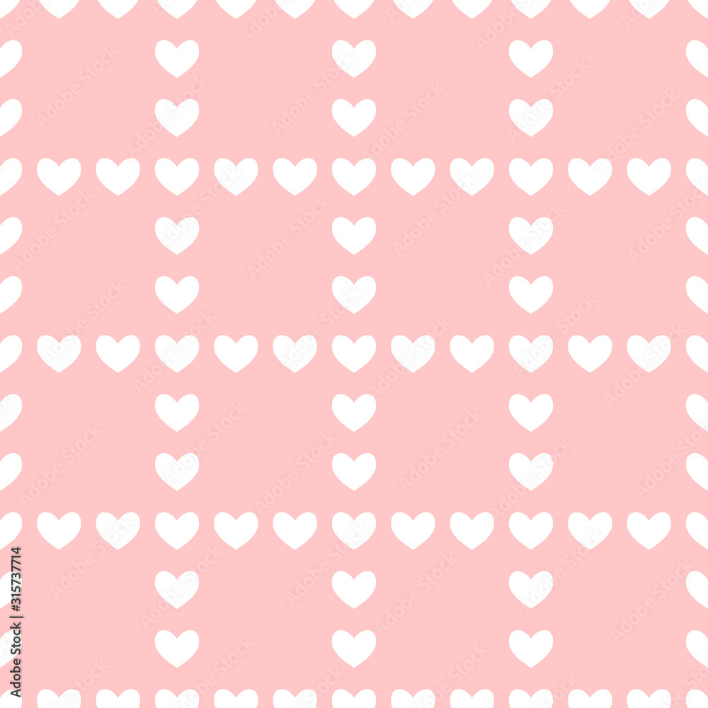 Vector seamless checkered pattern for Valentine's Day. Cute design for fabric, wrapping, wallpaper