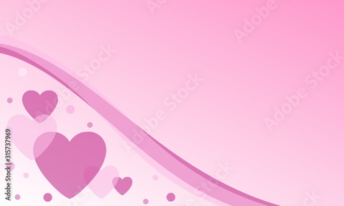 Cœurs roses qui décorent le coin d’une image avec un fond rose dégradé.