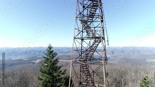 Ascending aerial, Olson Tower in Monongahela National Forest photo