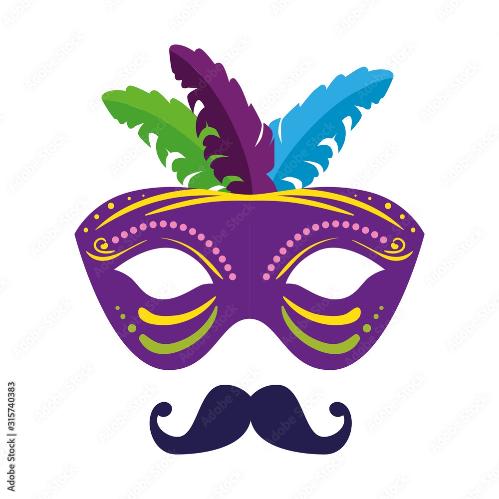 Isolated mardi gras mask and mustache vector design Isolated mardi gras mask and mustache vector design
