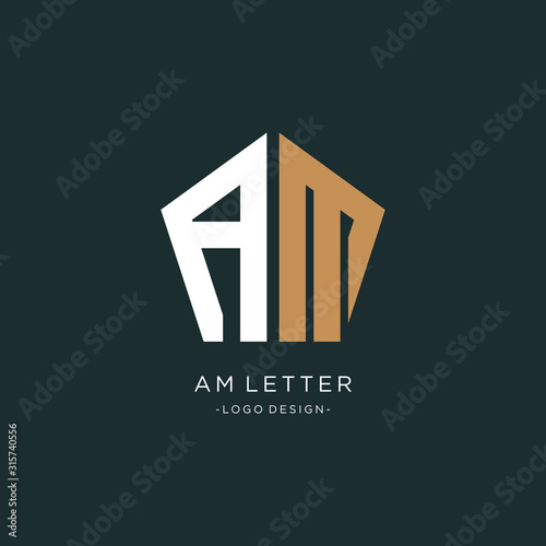 AM Letter Logo Design with Sans Serif Font Vector Illustration. - Vector
