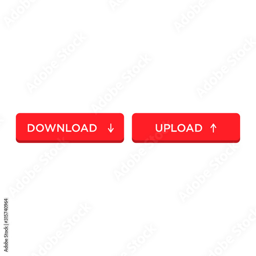 Download and upload buttons flat vector icons isolated on a white background