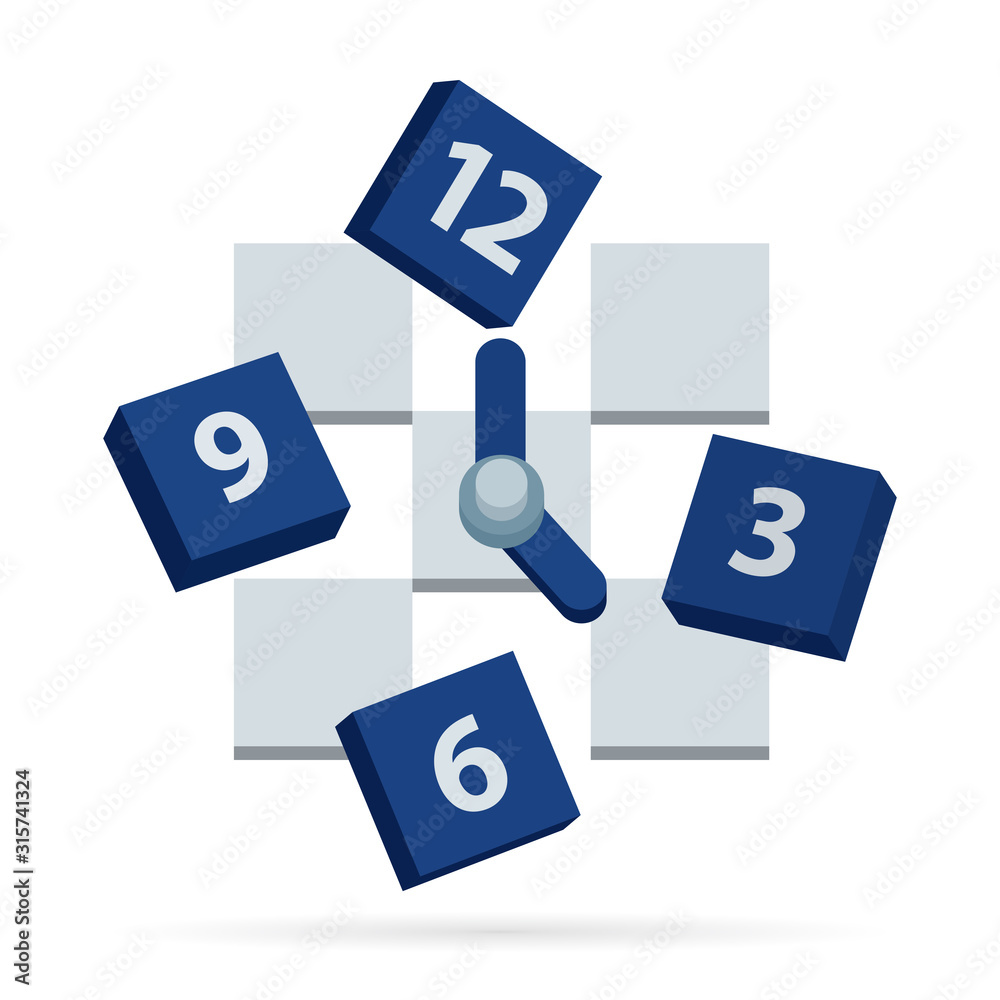 Time. Puzzle shape watch isometric vector illustration. Abstract watch face. Time management metaphor. Part of set. Time. Puzzle shape watch isometric vector illustration. Abstract watch face. Time management metaphor. Part of set.