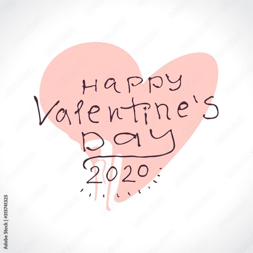 Big gentle Heart. Happy Valentine's Day 2020 modern calligraphy. Valentines day holidays typography print, postcard and more. Vector illustration Big gentle Heart. Happy Valentine's Day 2020 modern calligraphy. Valentines day holidays typography print, postcard and more. Vector illustration