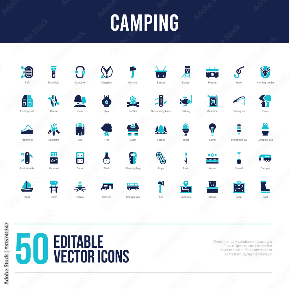 50 camping concept filled icons 50 camping concept filled icons