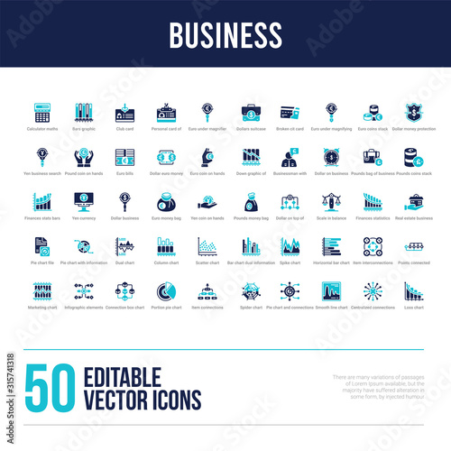 50 business concept filled icons