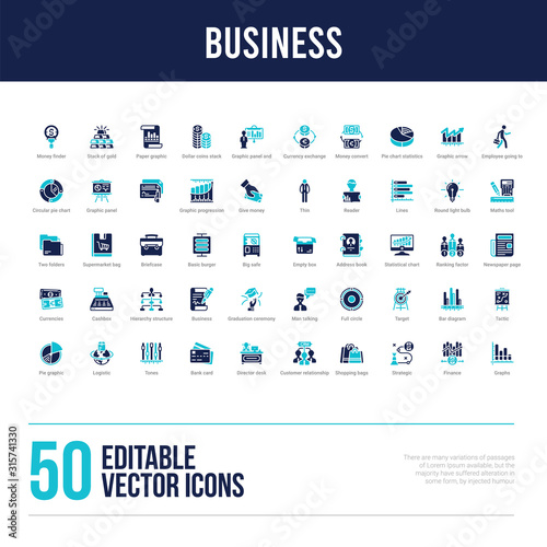 50 business concept filled icons