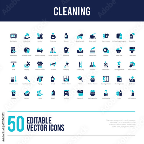 50 cleaning concept filled icons