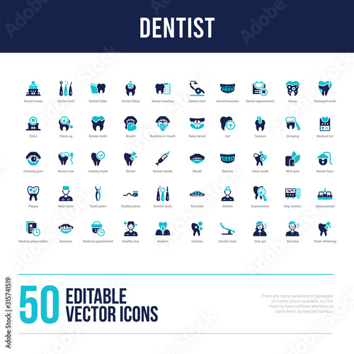 50 dentist concept filled icons