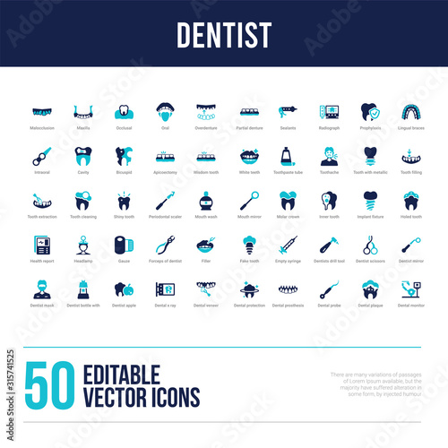 50 dentist concept filled icons