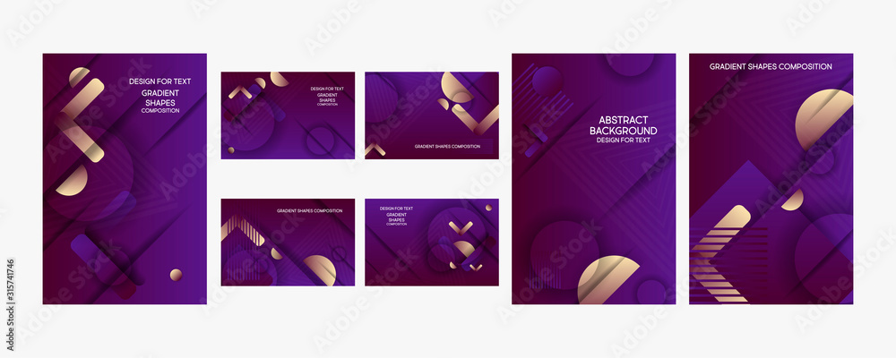 Art set of cards in the style of abstract geomeria red green blue colors. Modern flyer or banner concept