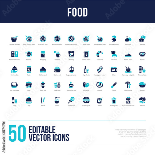 50 food concept filled icons